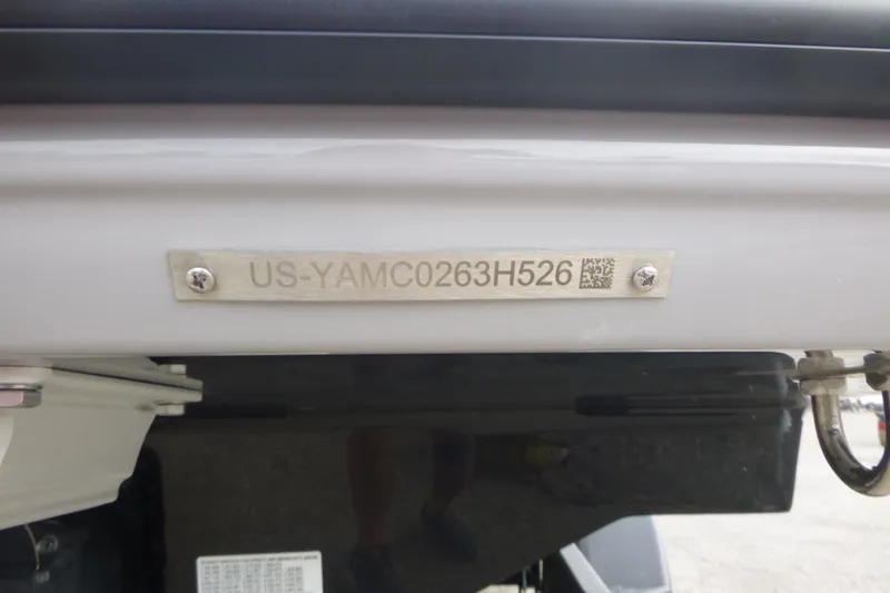 Slide: The Image of 2026 Yamaha Boats AR250 hull identification number plate. - 15