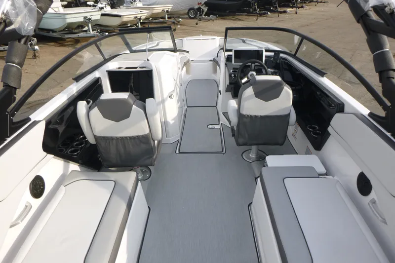Slide: The Image of 2026 Yamaha Boats AR250 interior with modern seating and sleek design. - 4