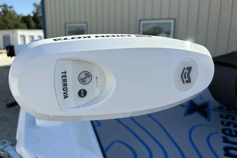 Slide: The Image of Minn Kota Terrova motor on 2026 Xpress H20B Bay boat, close-up view. - 3