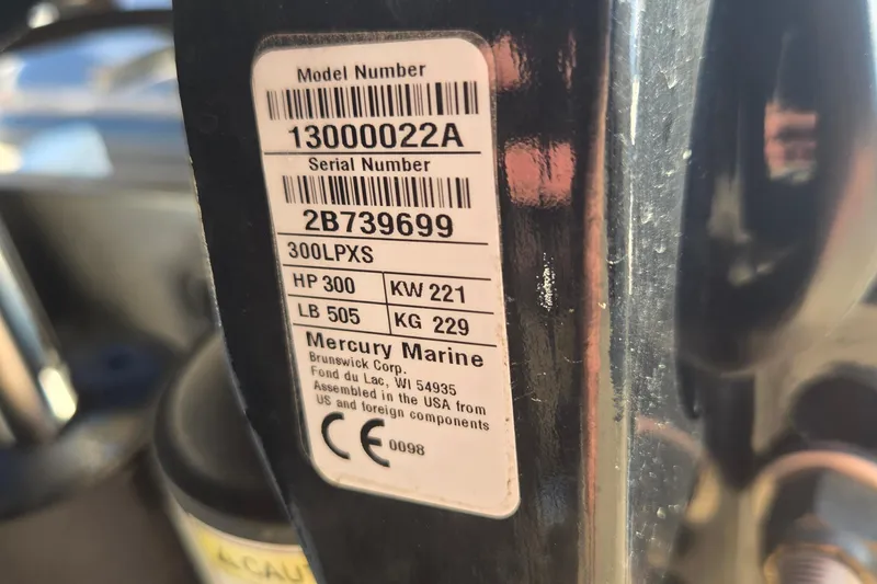 Slide: The Image of Label on Mercury Marine engine, model 300LXS, 300 HP, 2020 Ranger Z521L. - 15