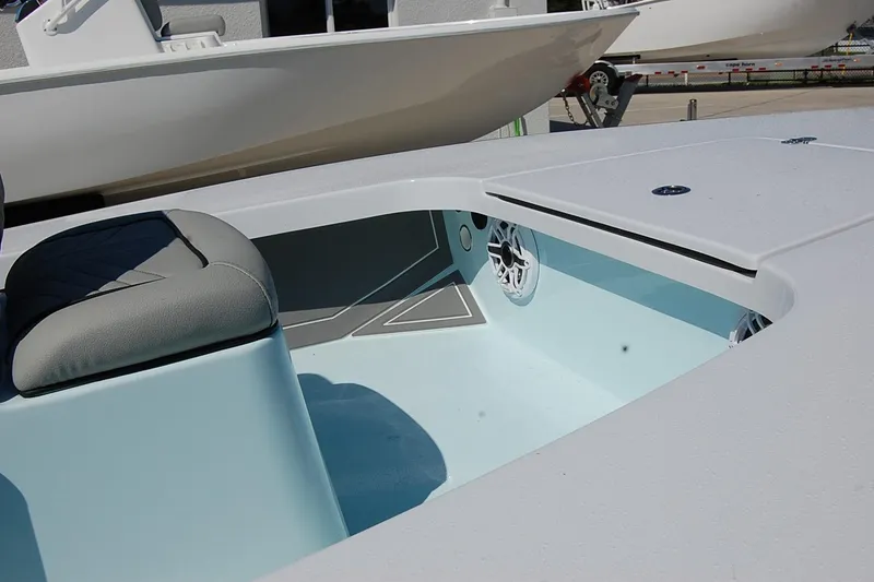 Slide: The Image of 2026 TEXAR 16 boat interior with seating and speaker system. - 23