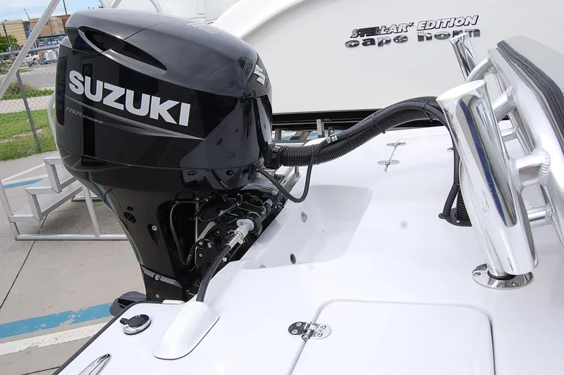 Slide: The Image of Outboard motor on TEXAR 16 boat, 2026 model, featuring Suzuki branding. - 3