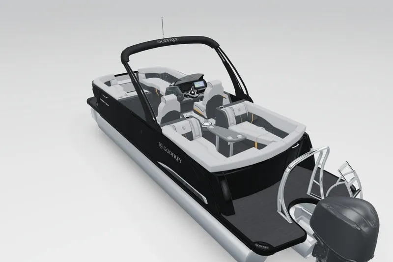 Slide: The Image of 2026 Godfrey Sanpan 25' Ultra Lounge Tritoon with sleek design and modern features. - 4