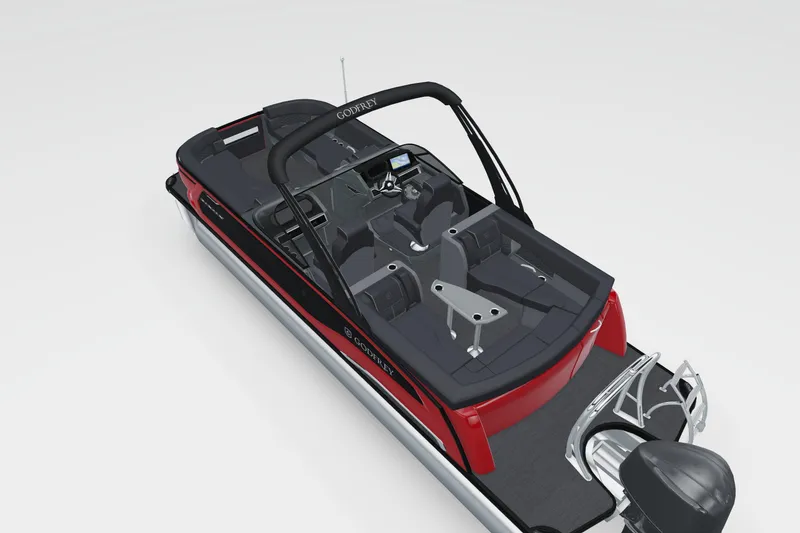 Slide: The Image of 2026 Godfrey Sanpan 25' Ultra Lounge Tritoon, sleek design, luxurious seating, modern features. - 4