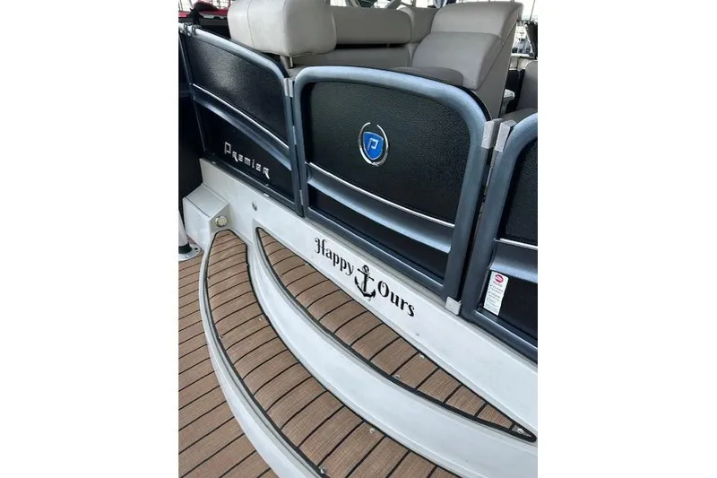 Slide: The Image of 2019 Premier 290 Grand View boat with "Happy Ours" text on deck. - 14
