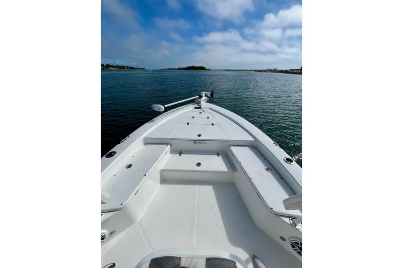 Slide: The Image of 2022 BlackJack 224 boat on calm water under a blue sky. - 13