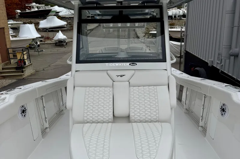 Slide: The Image of Close-up of 2026 Tidewater 302 CC Adventure boat hull detail. - 36