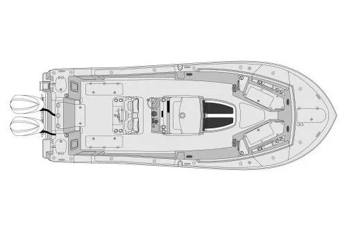 Slide: The Image of 2026 Tidewater 302 CC Adventure boat on trailer, parked near industrial buildings. - 7