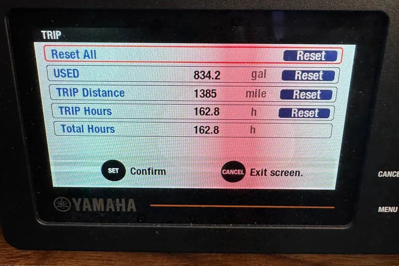 Slide: The Image of Yamaha trip display showing fuel usage and distance for 2021 Cutwater C-24 Coupe. - 35