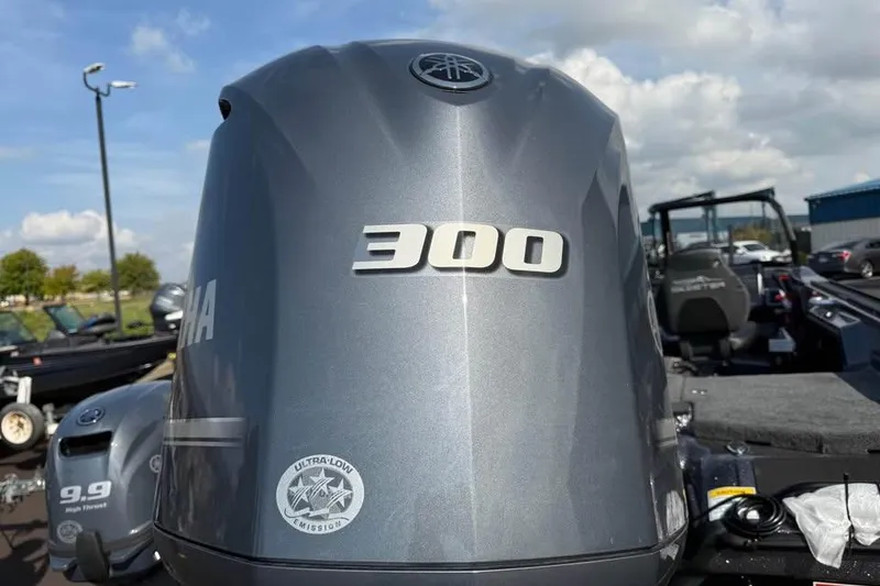 Slide: The Image of Yamaha 300 outboard motor on a 2026 Skeeter WXR2060 boat, showcasing ultra-low emissions. - 28