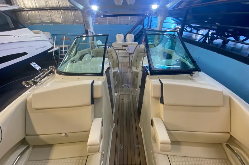 Slide: The Image of 2026 Chris-Craft Launch 31 GT interior with luxurious seating and sleek design. - 17