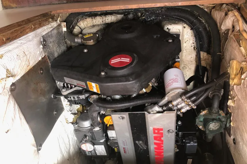 Slide: The Image of Engine compartment of a 1979 Cape Dory 36 sailboat with Yanmar engine. - 25