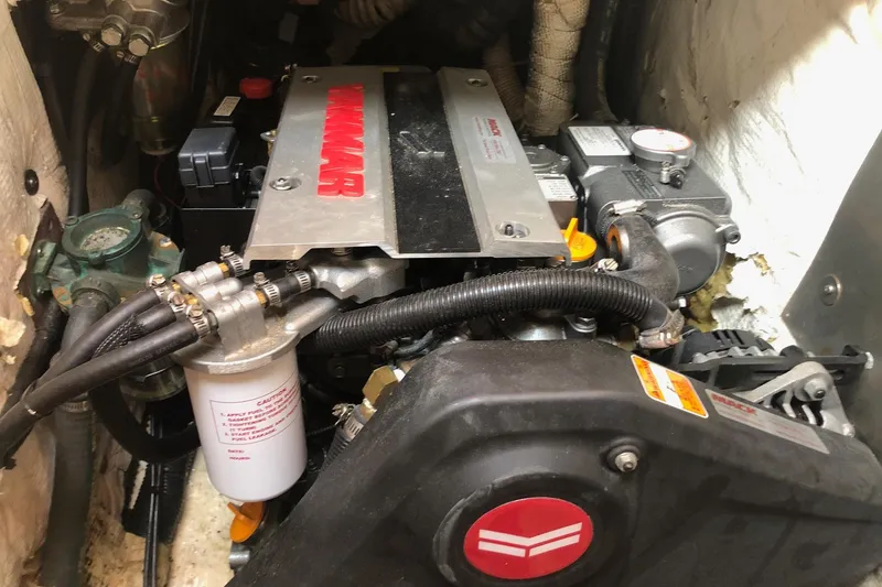 Slide: The Image of Engine compartment of a 1979 Cape Dory 36 sailboat with Yanmar engine. - 26