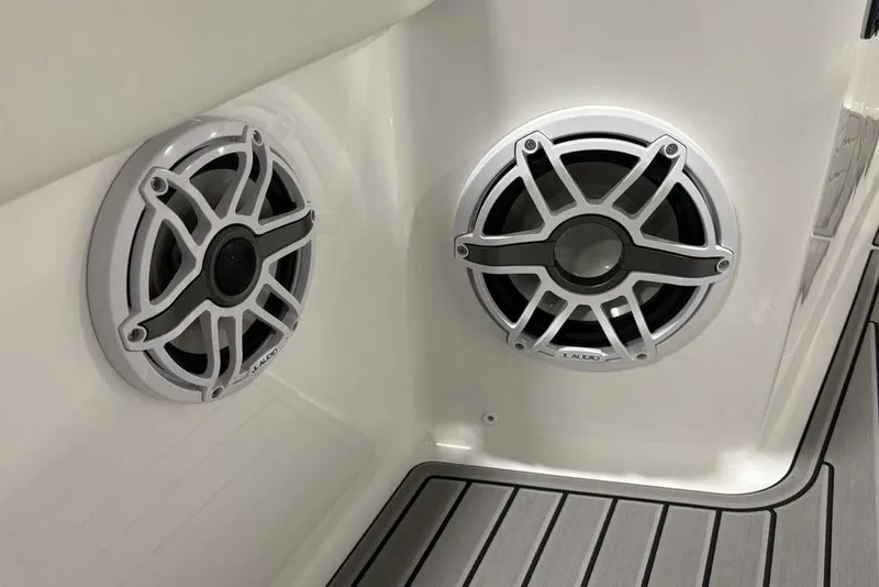 Slide: The Image of Speakers on 2025 Tidewater 3100 Carolina Bay boat, featuring sleek design and modern audio system. - 24