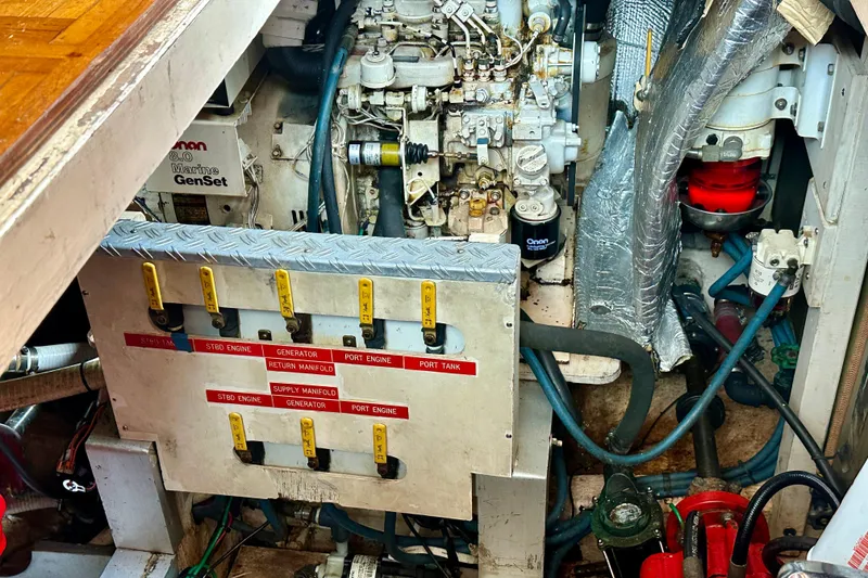 Slide: The Image of Engine room of 1988 Grand Banks 36 Classic with Onan Marine GenSet. - 42