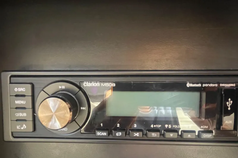 Slide: The Image of Clarion M508 stereo system in 2001 Bayliner 3388 Command Bridge Motoryacht. - 13
