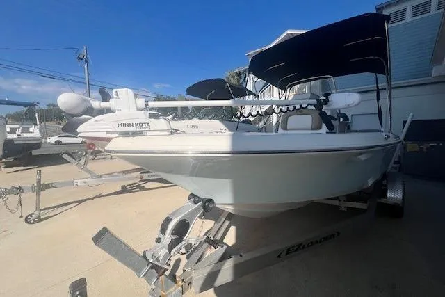 The Image of 2020 Key West 189 FS boat on trailer with Minn Kota trolling motor. - 1