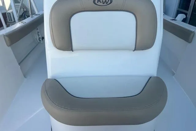 Slide: The Image of 2020 Key West 189 FS boat seat with beige and white upholstery. - 9