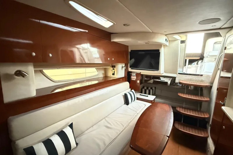 Slide: The Image of Luxurious interior of 2008 Sea Ray 350 Sundancer yacht with modern amenities and elegant design. - 11