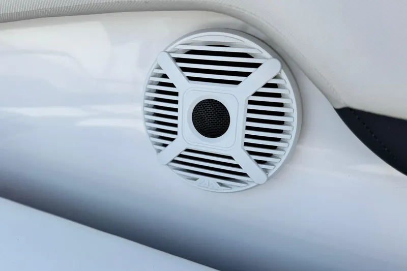 Slide: The Image of White speaker on 2019 Yamaha AR210 boat interior. - 24