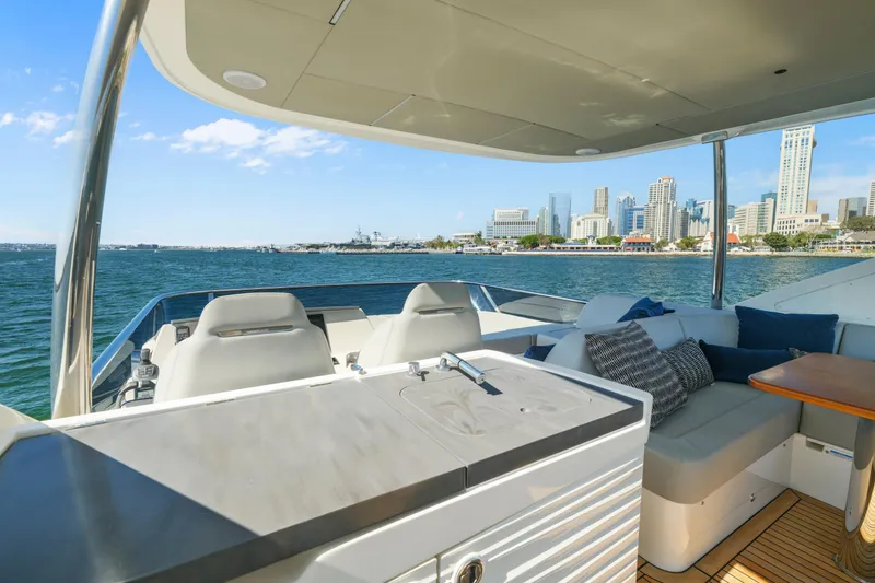 Slide: The Image of Luxurious interior of 2025 Absolute 56 FLY yacht with ocean view and modern furnishings. - 18