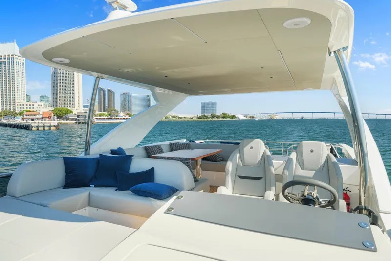 Slide: The Image of Luxurious bedroom interior of 2025 Absolute 56 FLY yacht with waterfront views. - 22