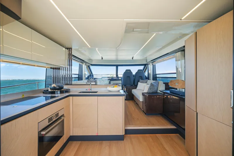 Slide: The Image of Luxurious bathroom interior of 2025 Absolute 56 FLY yacht with modern fixtures and elegant design. - 25