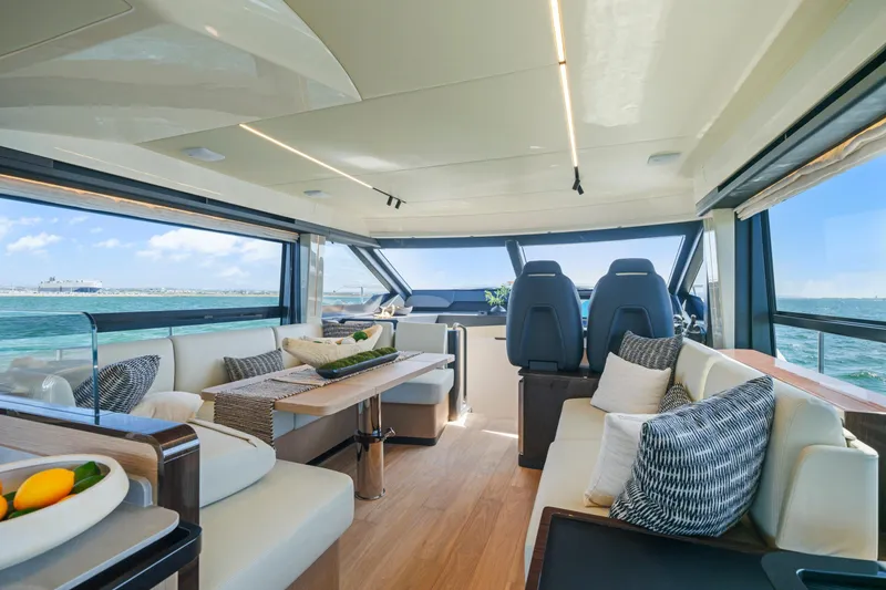 Slide: The Image of Luxurious bedroom interior of 2025 Absolute 56 FLY yacht with ocean view. - 34