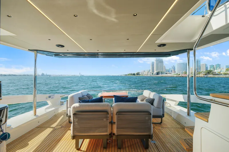 Slide: The Image of Interior of 2025 Absolute 56 FLY yacht, featuring modern design and sleek finishes. - 46