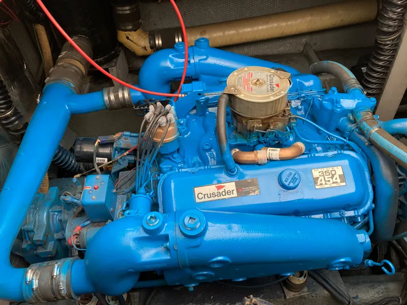 Slide: The Image of Blue Crusader engine in 1988 Chris-Craft 41 Amerosport. - 32