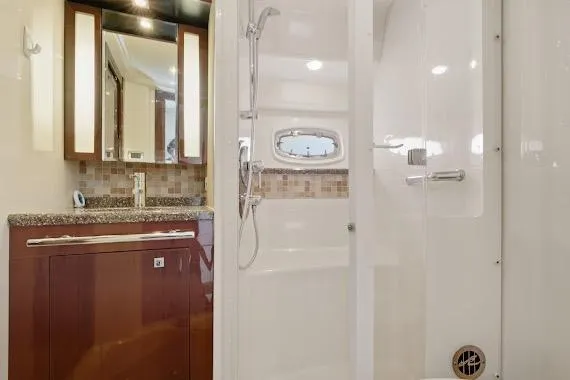Slide: The Image of Luxurious bathroom interior of 2008 Sea Ray 47 Sedan Bridge yacht. - 35