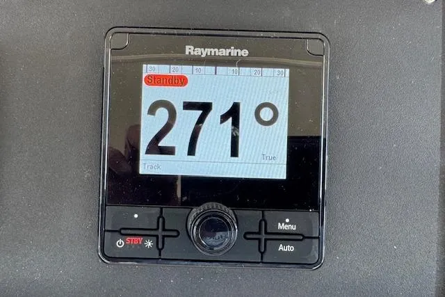 Slide: The Image of Raymarine display showing 271° heading on 1974 Chris-Craft 47 Commander. - 15