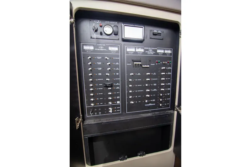 Slide: The Image of Luxurious interior of 2016 Regal 42 Grande Coupe yacht with cozy bed and TV. - 20