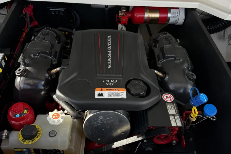 Slide: The Image of Volvo Penta 280 V6 engine in 2022 Regal LS2 boat, with fire extinguisher. - 16