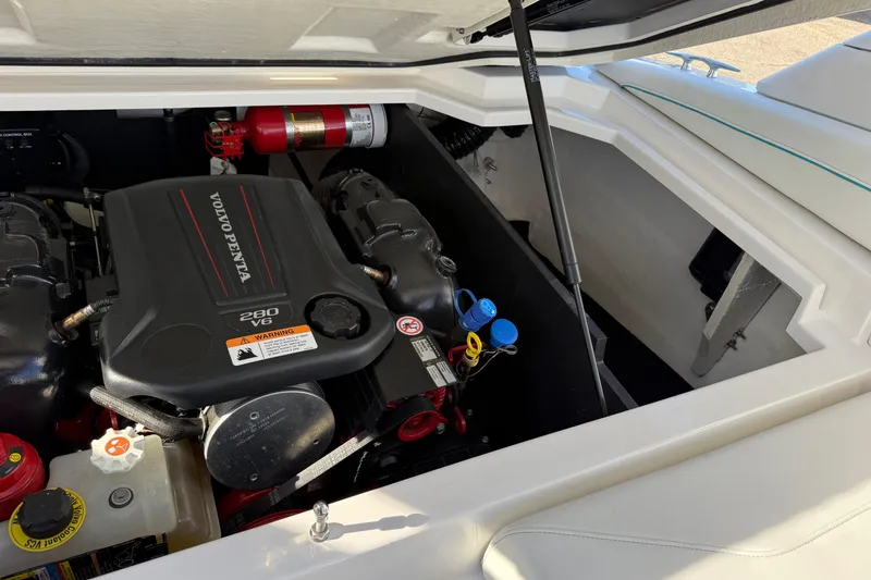 Slide: The Image of Engine compartment of 2022 Regal LS2 boat with Volvo Penta 280 V6 engine. - 17