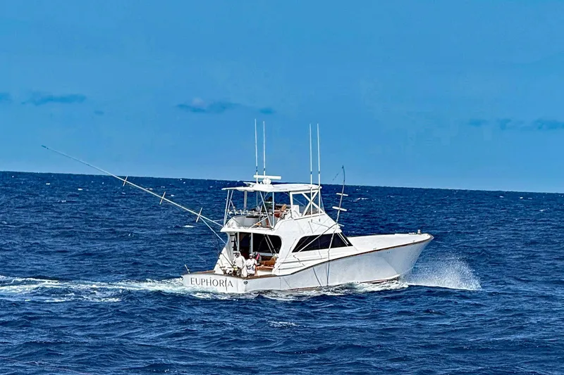 Slide: The Image of Custom Carolina Precision Sportfish 2000 cruising on open ocean under clear blue sky. - 5