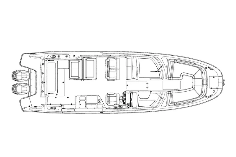 Slide: The Image of Manufacturer Provided Image: Top view schematic of 2024 Boston Whaler 320 Vantage boat layout. - 25