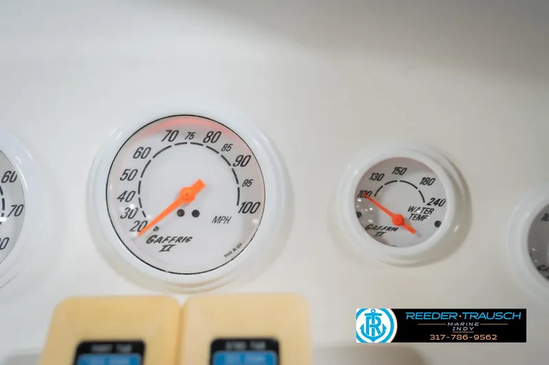 Slide: The Image of Close-up of Nordic Heat 28 speedometer and water temperature gauges, 2001 model. - 33