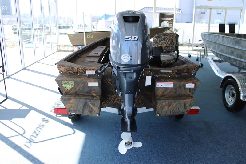 Slide: The Image of 2025 G3 Gator Tough 16 DK boat with Yamaha 50 engine in showroom. - 5