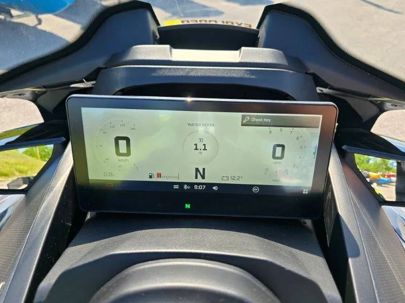 Slide: The Image of 2026 Sea-Doo Explorer Pro 170 dashboard with digital display. - 28