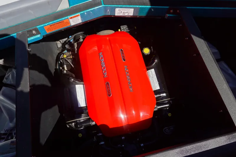 Slide: The Image of 2019 Malibu Wakesetter 23 LSV engine compartment with Monsoon 450 engine. - 37