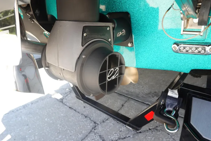 Slide: The Image of 2019 Malibu Wakesetter 23 LSV boat exhaust system and propeller detail. - 7