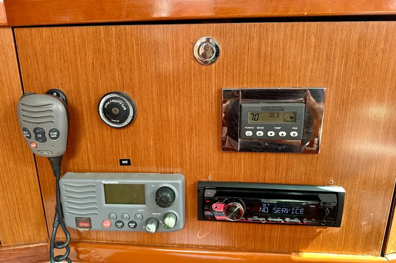 Slide: The Image of Floor plan of a 2010 Beneteau Oceanis 40 sailboat, featuring cabin and galley layout. - 36