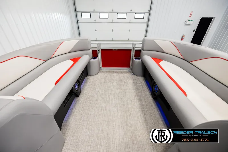 Slide: The Image of Luxurious interior of 2026 Avalon VEN85 VRB pontoon boat with stylish seating. - 18