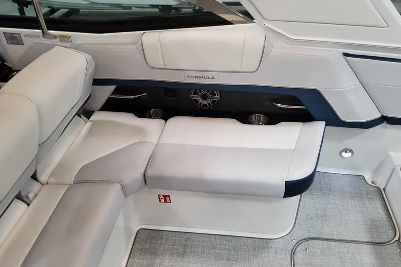Slide: The Image of 2026 Formula 330 Crossover Bowrider OB interior seating with modern design and premium materials. - 23