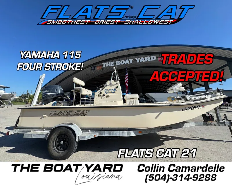 The Image of 2005 Flats Cat 21 boat with Yamaha 115 four-stroke engine at The Boat Yard, Louisiana. - 1