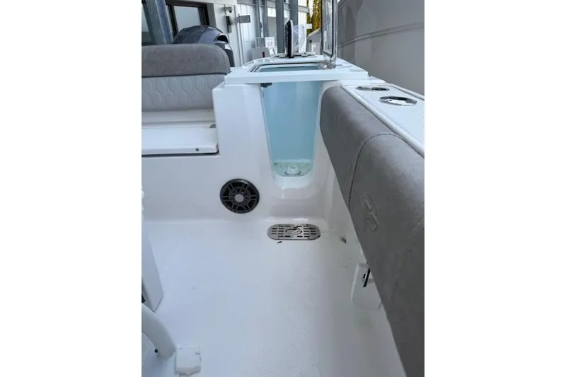 Slide: The Image of 2024 Sea Fox 228 Commander boat interior with seating and storage features. - 32