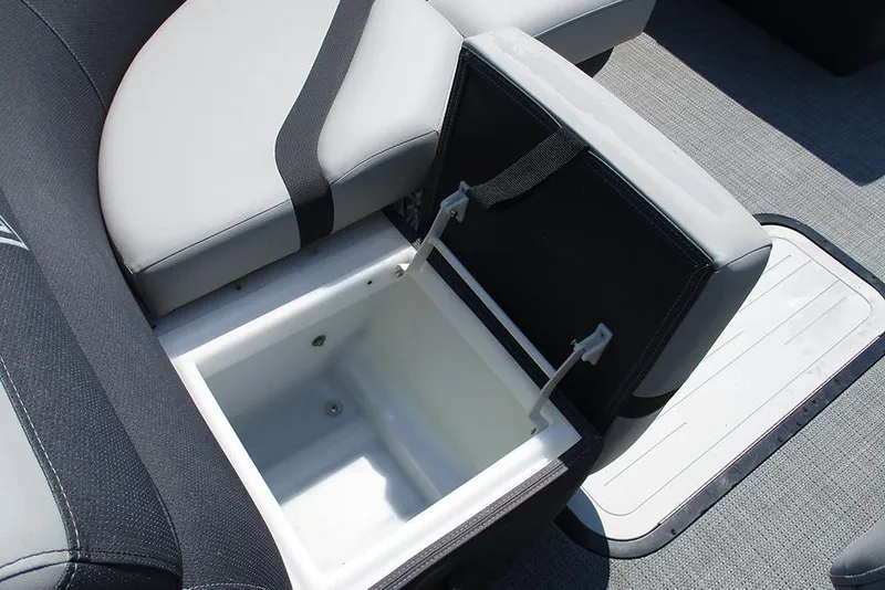 Slide: The Image of Open storage compartment in Viaggio Lago X20R boat seat, 2025 model. - 23