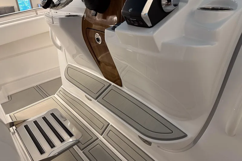 Slide: The Image of 2025 HCB 42 Lujo boat interior with sleek controls and modern design. - 41