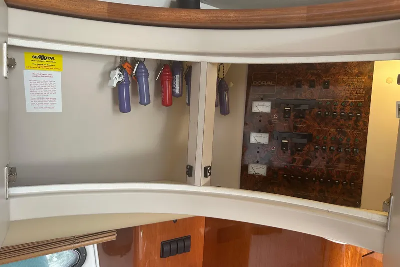 Slide: The Image of Electrical control panel of a 2000 Doral 360 SE boat, featuring AC and DC circuits. - 18